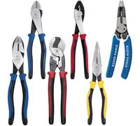 Klein Tools 80086 Journeyman Plier Kit, High Leverage Side Cutting, Diagonal, Long Nose Pliers to Strip, Cut and Crimp Wire, 6-Piece