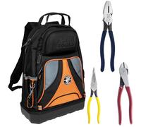 Klein Tools 80120 Backpack and Pliers Kit with Backpack, Long Nose Pliers, Diagonal Cut Pliers and Side Cut Pliers, 4-Piece