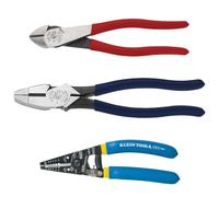 Klein Tools 80121 Stripper Plier Kit with Wire Strippers, Lineman Pliers and Diagonal Cutters, 3-Piece