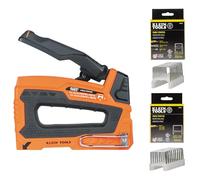 Klein Tools 80169 Heavy-Duty Cable Stapler with 600 Insulated Staples, Includes 300-Pack 19/32 x 11/32-Inch and 300-Pack 31/64 x 13/64-Inch Sizes
