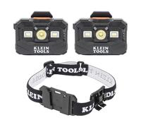 KLEIN TOOLS 80174 (2) Rechargeable LED Headlamps with Headlamp Bracket and Fabric Strap, 300 Lumen All-Day Runtime, for Klein Hard Hats, 3-Piece