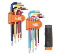 Klein Tools 80205 SAE and Metric Allen Key Set, 20-Piece with T-Shaped Adapter, Colour Coded, Long Allen Key with Adapter with T-Handle for More