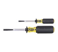 Klein Tools 85153K Slotted Screw-Holding Screwdriver Set, 3/16-Inch, 1/4-Inch Split-Blade Flat Head Driver, Cushion Grip Handle, 2-Piece