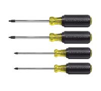 Klein Tools 85664 Screwdriver Set, Made in USA, Square Recess with Color Coded Handles and Heat Treated, Chrome Plated Shafts, 4-Piece