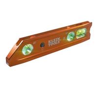 Klein Tools 935RBLT Level, Lighted Torpedo Level with Magnet, 3 Vials and V-Groove, Water and Impact Resistant, Great for Conduit Bending High-Visibility Orange , Red