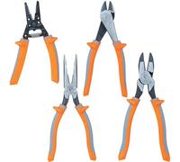 Klein Tools 9417R Insulated Plier and Wire Stripper Tool Set, Side-Cutter, Diagonal-Cutter, Long-Nose Pliers, Wire Stripper, 4-Piece