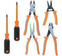Klein Tools 9418R 1000V Insulated Tool Set with Side Cutter, Diagonal-Cutter, Long-Nose Pliers, 2 Screwdrivers and Wire Stripper, 6-Piece