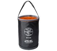 Klein Tools BC535 Straight Bucket, 17-Inch Utility Bucket, 200-Pound Load, 1680D Nylon, Drain Holes, Reinforced Straps, Hi-Vis Orange Interior