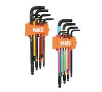 KLEIN TOOLS BLS18 Hex Key Wrench Set, Color Coded, SAE and Metric, Heat-Treated, L-Style, 1/16-Inch to 3/8-Inch and 1.5 mm to 10 mm, 18-Piece