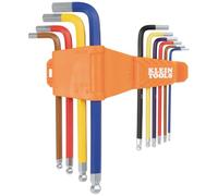 KLEIN TOOLS CBLS10 SAE Hex Key Caddy Set, Long Ball-End, 3/32 to 3/8-Inch, Color-Coated Keys for Easy Identification, 10-Piece
