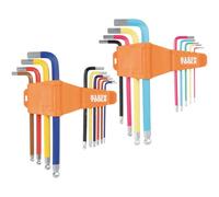 KLEIN TOOLS CBLS19 Long Ball-End Hex Key Wrench Set, SAE and Metric, L-Style, Color-Coded Powder-Coat, 3/32 to 3/8-Inch and 1.5 to 10 mm, 19-Piece
