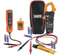 Klein Tools CL120VP Electrical Voltage Test Kit with Clamp Meter, Three Testers, Test Leads, Pouch and Batteries