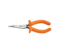 Klein Tools D203-6-INS Long Nose Pliers with Curved Handles, Forged Steel Knives and Dual Layer Insulation with Hand Guards