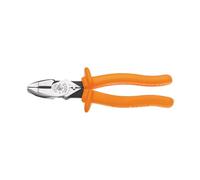 Klein Tools D213-9NE-CR-INS Side Cutting and Crimping Pliers, Made in USA, New England Nose, Insulated, 9-Inch