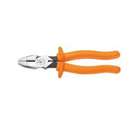 Klein Tools D213-9NE-INS Insulated Side Cutting New England Nose Pliers with Knurled Jaws and Handle Tempering, Made in USA, 1000 V Rating, 9-Inch