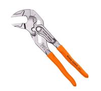 Klein Tools D5327 7-Inch Plier Wrench with Knurled Jaws, High-Leverage Plier Wrench, Push Button Adjustment, Laser Size Markings, Slim Head Design, High-Visibility Handles