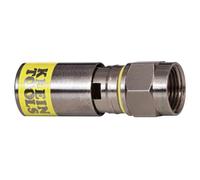 F-Connector For RG6/6Q Coax Cable, Universal RG6 Compression Connector KLEIN TOOLS VDV812-606, Yellow/Nickel, 10 Pack