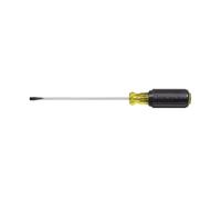 Klein Tools Flat Head Screwdriver, 3/16-Inch Cabinet Tip with 10-Inch Round Shank 601-10, Black/Yellow