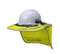 Klein Tools FR03010HIVIS Flame-Resistant Full-Brim Sombrero, Outdoor Sun Hat with Neck Shade, Hard Hat Accessory, 50-Plus UPF Protection, Hi-Visibility, Universal Clips