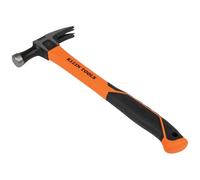Klein Tools H80718 Straight-Claw Hammer with Smooth Head, 18-Ounce, Fiberglass Non-Slip Shock Absorbing Grip Handle with Tether Hole, 15-Inch