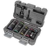 Klein Tools Impact Socket Set 66070 — 5 Sockets, 1/4-Inch Hex & 1/2-Inch Square Adapters, 7-Piece