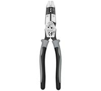 Klein Tools J2159CRTP Side Cutting Pliers, Made in USA, 9-Inch Journeyman High Leverage Hybrid Pliers with Crimper, Fish Tape Puller and Wire Stripper