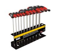 KLEIN TOOLS JTH610E Hex Key Set, SAE T-Handle Hex Key Allen Wrench Set with 6-Inch Blades, Stand Included, 10-Piece