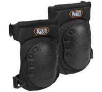 KLEIN TOOLS Knee Pads, Hinged Gel Knee Pads with Slip Resistant Rubber Caps, Quick-Release Clips and Adjustable Elastic Strap, Black 60344