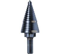 Klein Tools KTSB11 Step Drill Bit 11 Double-Fluted 7/8 to 1-1/8-Inch with Easy-to-Read Markings and Targets, 3/8-Inch Hex Shank , Black