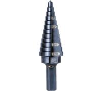 Klein Tools KTSB14 Step Drill Bit #14 Double-Fluted, 3/16 to 7/8-Inch with Easy-to-Read Step Markings and Targets, 3/8-Inch Hex Shank