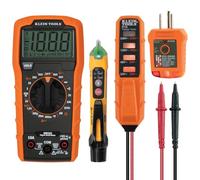 Klein Tools MM320KIT Digital Multimeter Electrical Test Kit, Non-Contact Voltage Tester, Receptacle Tester, Carrying Case and Batteries