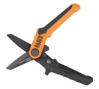 Klein Tools T2107 Titanium Coated Utility Scissors, Compact, Stainless Steel Shears, Serrated Blades, Cuts Heavy-Duty Materials, 7-Inch