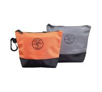 Klein Tools Utility Bag, Zipper Tool Bags in Orange/Black, Gray/Black, 12.5-Inch Canvas, 2-Pack 55470