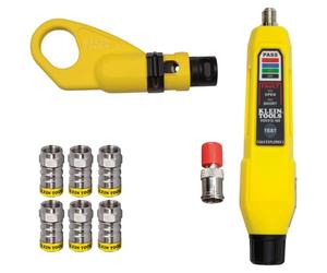 Klein Tools VDV002-820 Coax Push-On Connector VDV Kit, Includes The Tools Needed to Prepare, Connect and Test Coax Cables