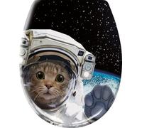 Kleine Wolke Textilgesellschaft Cosmo Cat Toilet Seat, Multicoloured, Dimensions Approx. 37 x 45 cm, Stainless Steel, Multi-Coloured, 37x45 cm