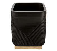 Kleine Wolke Toothbrush Beaker Crossover, Accessories, Colour: Black, Material: Polyresin, Bamboo, Length 8 x Width 8 x Height 9.7 cm