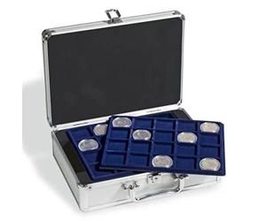 Kleiner Münzkoffer für 10-Euro-Münzen: inkl. 6 Blaue Münztableaus für je 24 Münzen