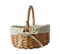 KleinerWillow Basket with Handle, Hand-Woven Basket, Fruit Basket, Ironing Basket, Natural Colour, Easter Basket, Easter Basket, Children's Easter Nest Basket, Easter Bags, 20 x 17 x 11 cm