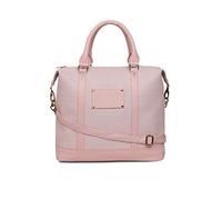 KLEIO Unisex Striped Pu Leather Large Weekend Travel Multi Utility Duffle Bag, Pink, L, Western