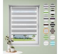 Klemmfix Double Roller Blind, No Drilling, W40 x H130 cm - Fabric Width 36 cm, Grey, Roller Blinds for Windows, No Drilling Window Blind Interior, Clamping Roller Blind, Spring Roller Blinds, Sun