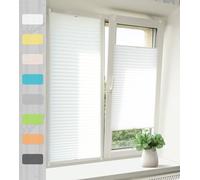 Klemmfix Pleated Blind, No Drilling - White 35 x 100 cm (W x H), Translucent and Opaque, Sun Protection & Privacy Screen, Easyfix Folding Blind for Windows and Doors