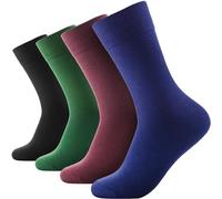 Klenton Men's Bamboo Socks, Breathable Bamboo Dress Socks for Men, Super soft casual socks, Pack of 4, Plain mens socks, UK Size 6-9 Medium