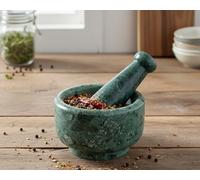 KLEO 5” Natural Stone Mortar and Pestle Set - Heavy Duty Spice & Herb Grinder, guacamole masher,Non-Porous, Odor Resistant - Garlic Crusher, Seed Grinder, Kitchen Tools (Green)