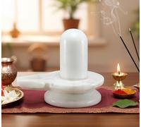 KLEO Marble Stone Shiva Lingam Idol Statue, White, 3.5"