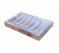 KLEO Stonkraft Rectangular Shaped Soap Dish with Ridges made of Natural Rainbow Stone - Unique Bath Kitchen Accessories