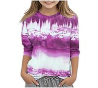 Kleoque 3/4 Sleeve Kids Shirts Crew Neck Autumn Boys Girls Tops Shirts Lightweight Three 3/4 Sleeve Blouses Daily School Versatile Basic Tee Trendy Clothes #02Hot Pink 4-5 Years