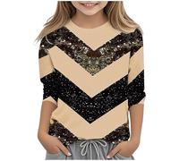 Kleoque 3/4 Sleeve Kids Shirts Crew Neck Autumn Boys Girls Tops Shirts Lightweight Three 3/4 Sleeve Blouses Daily School Versatile Basic Tee Trendy Clothes #03Khaki 9-10 Years