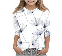 Kleoque 3/4 Sleeve Kids Shirts Crew Neck Autumn Boys Girls Tops Shirts Lightweight Three 3/4 Sleeve Blouses Daily School Versatile Basic Tee Trendy Clothes #01Gray 7-8 Years