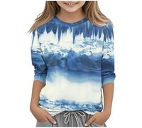 Kleoque 3/4 Sleeve Kids Shirts Crew Neck Autumn Boys Girls Tops Shirts Lightweight Three 3/4 Sleeve Blouses Daily School Versatile Basic Tee Trendy Clothes #02Blue 11-12 Years