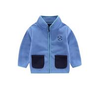 Kleoque Boys Girls Fleece Hooded Zipper Jackets Coats With Pockets Toddler Warm Long Sleeve Winter Outerwear Kids Outdoor Windproof Thermal Fleece Jackets Blue 8-9 Years